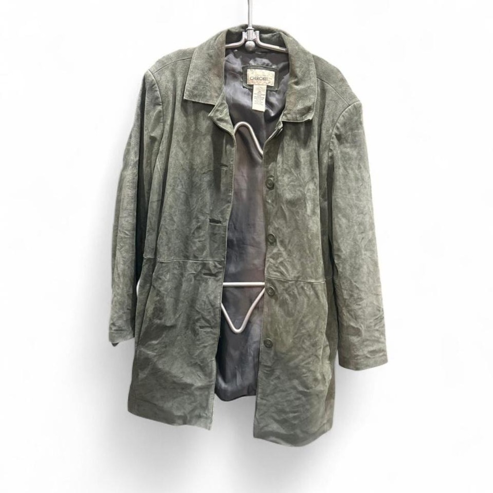 Men's vintage green suede jacket by Cherokee‎ size xl (xl3) 23"